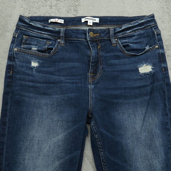 VIGOSS Jeans Women's 31 Mid-Rise Thompson Tomboy Skinny 28" Inseam Distressed - Picture 13 of 16